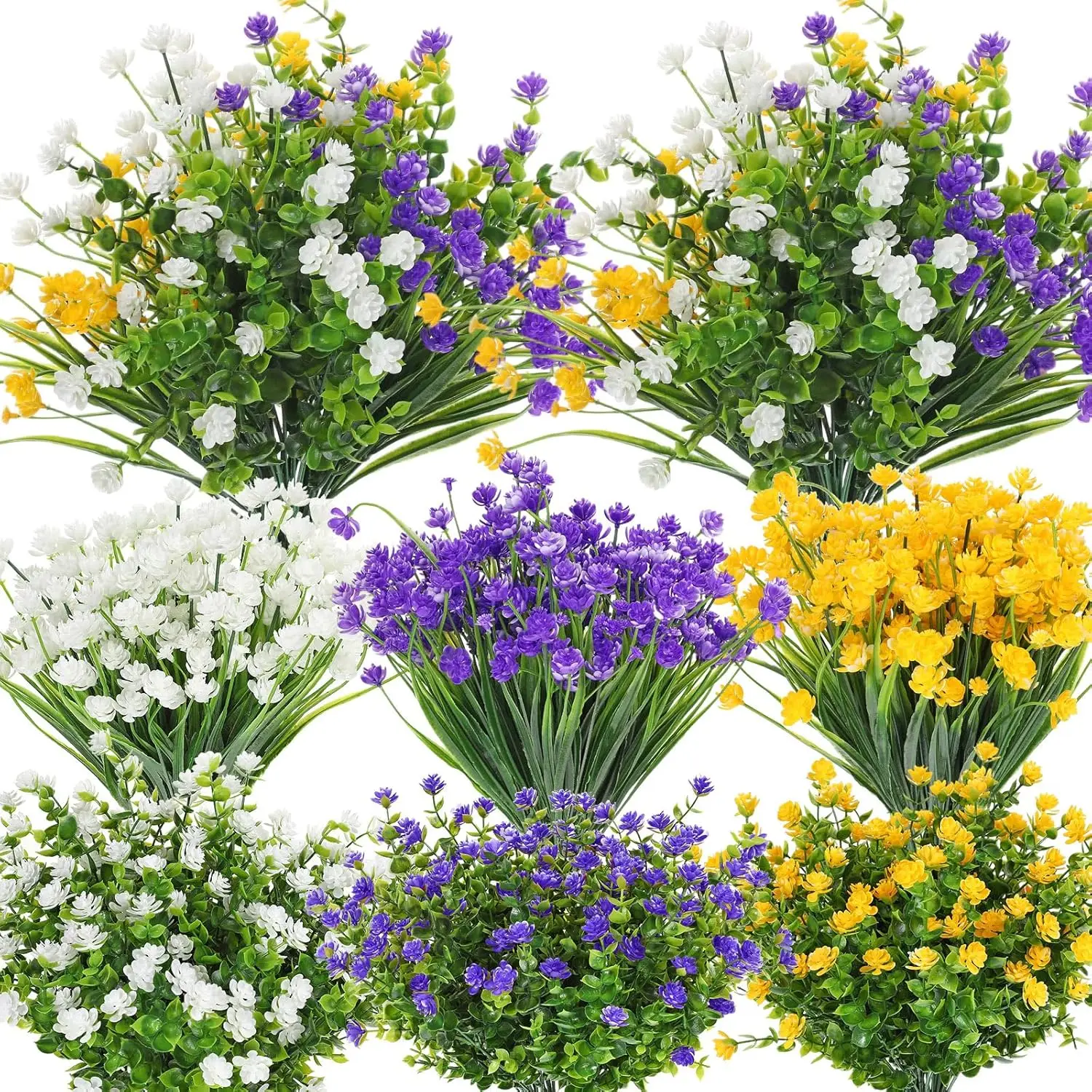 

36 Bundles Artificial Flowers for Outdoor, UV Resistant Faux Artificial Plants Shrubs Flower Bulk for Outside Front Porc