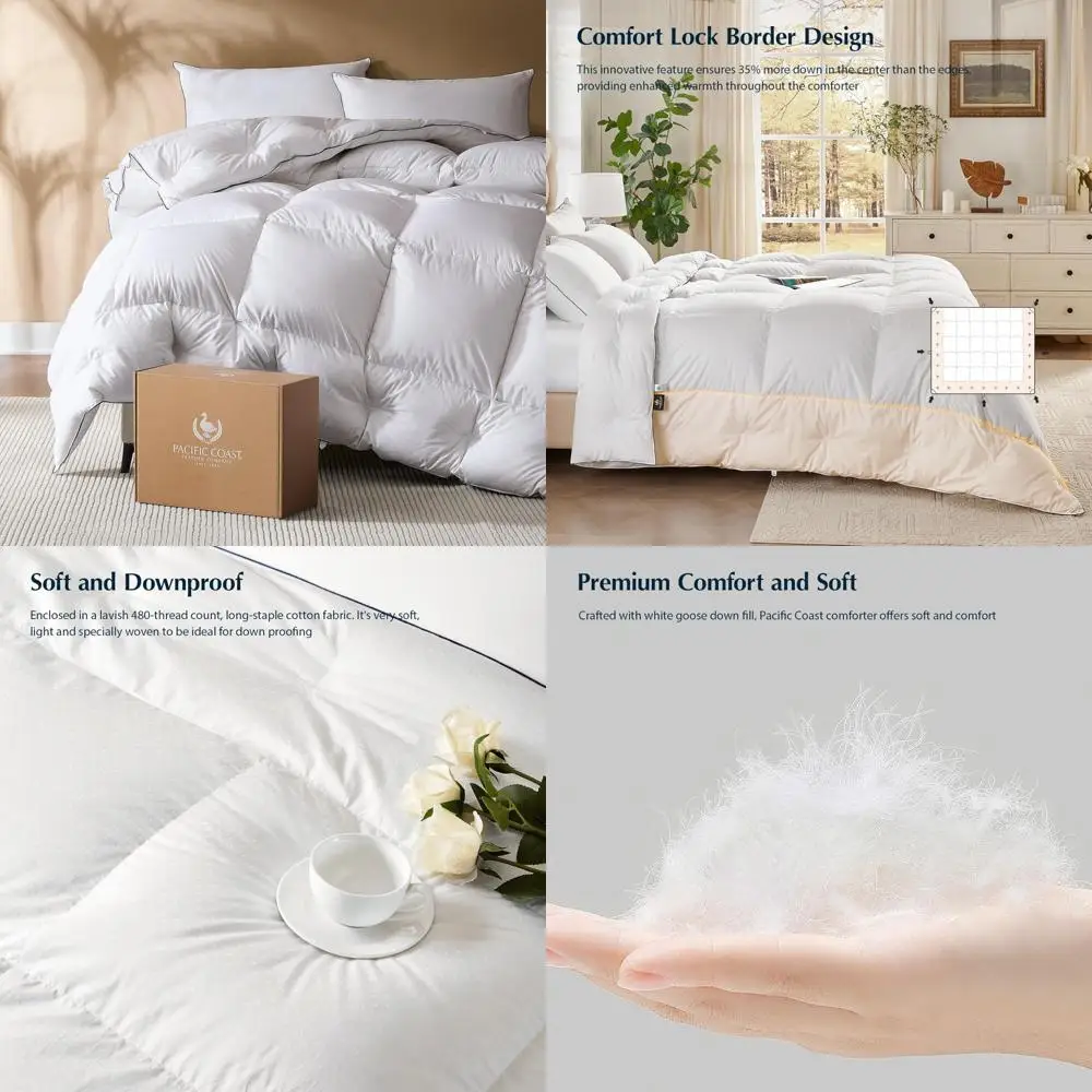 

Одеяло из гусиного пуха King Size Pacific Coast — всесезонное роскошное белое пушистое постельное белье в гостиничном стиле