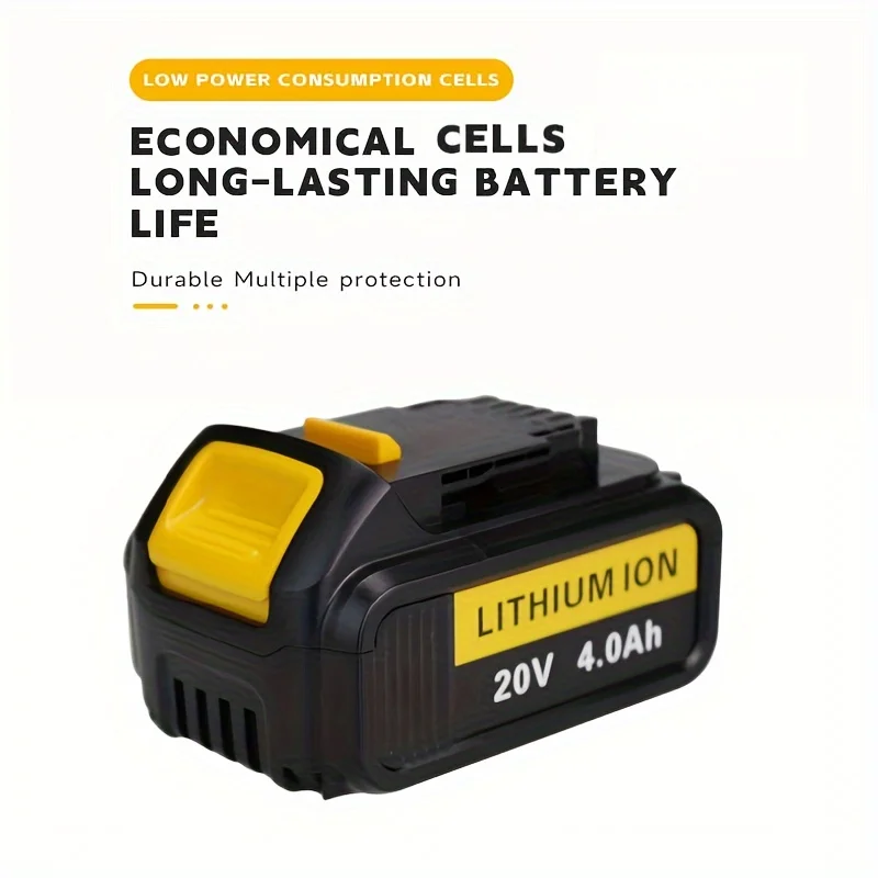 

20V 4000mAh High-Capacity Rechargeable Li- for DeWalt Power Tools, Multi-Protection Features, Model DCB204