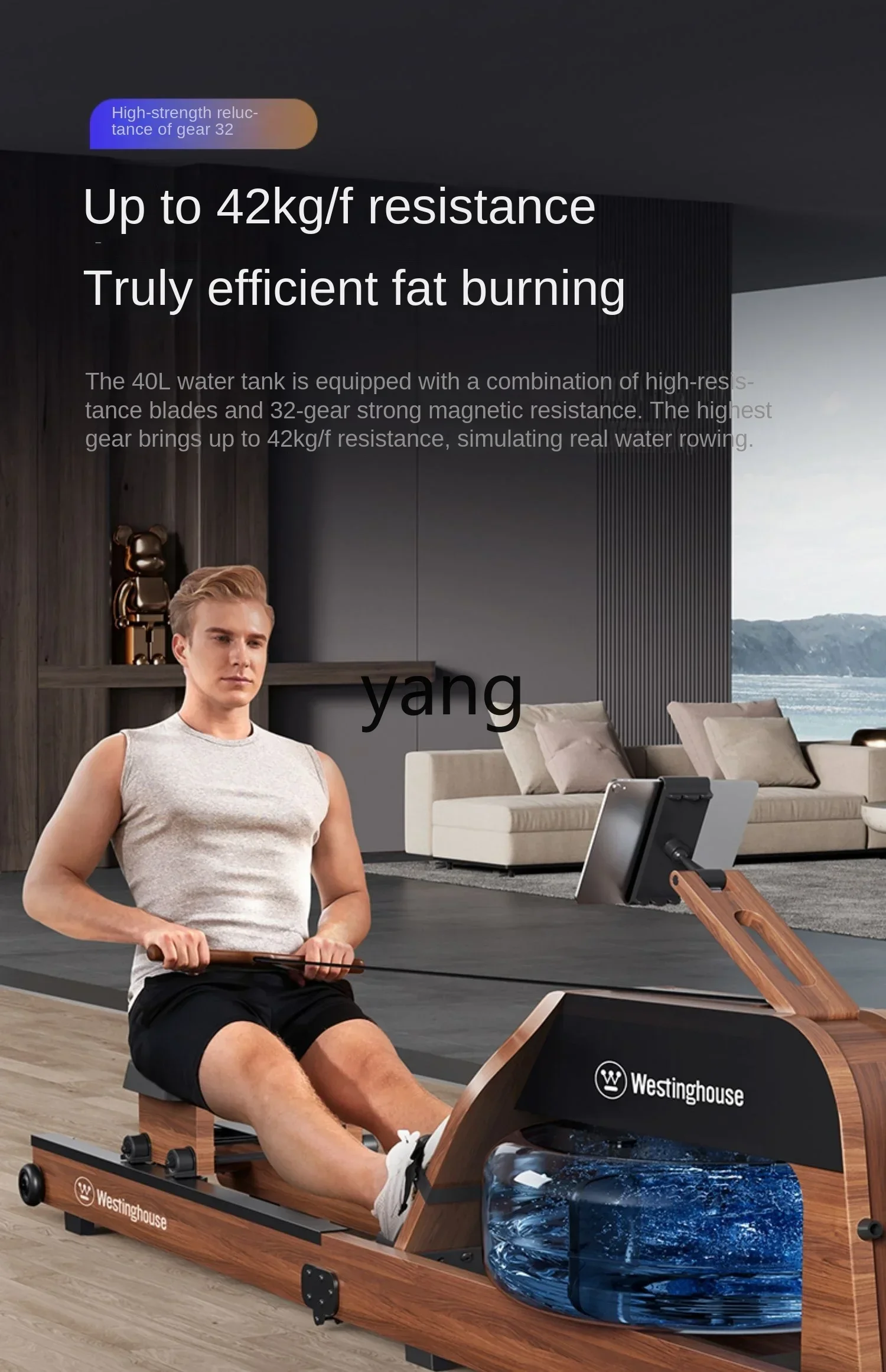 Lhh Smart Water Magnetic Double Resistance Rowing Machine Household Foldable Indoor Aerobic Gym Equipment