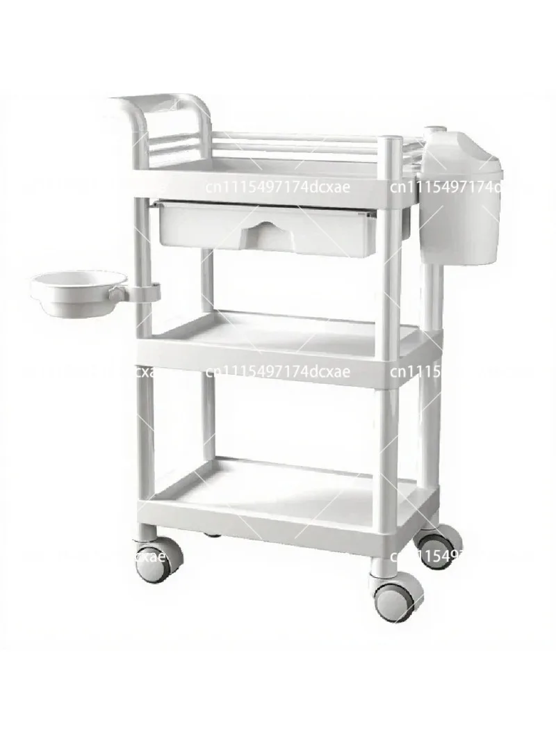 Lightweight Plastic Mobile Salon Cart with Wheels for Cosmetic Storage and Beauty Equipment Organizer