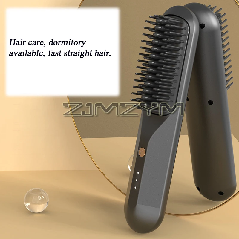 2-in-1 Wireless Rechargeable Straightener Portable Negative Ion Curling And Straightening Comb Hair Styling Appliance