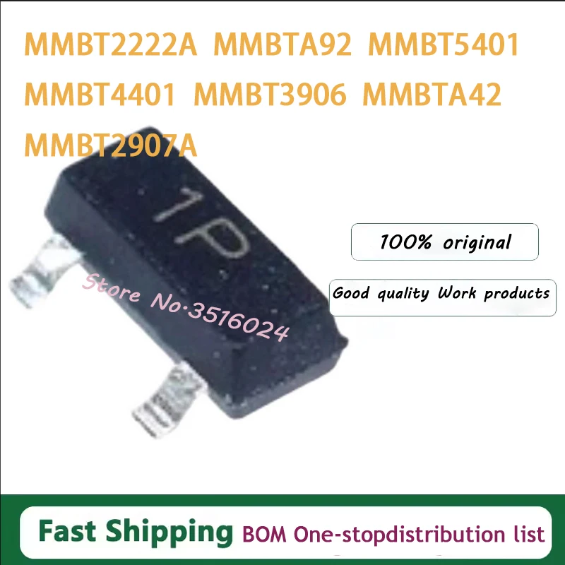 100pcs-mmbt3906-mmbt3904-mmbt4401-mmbt5401-mmbt5551-mmbta42-mmbta92-sot-23-100-new-original