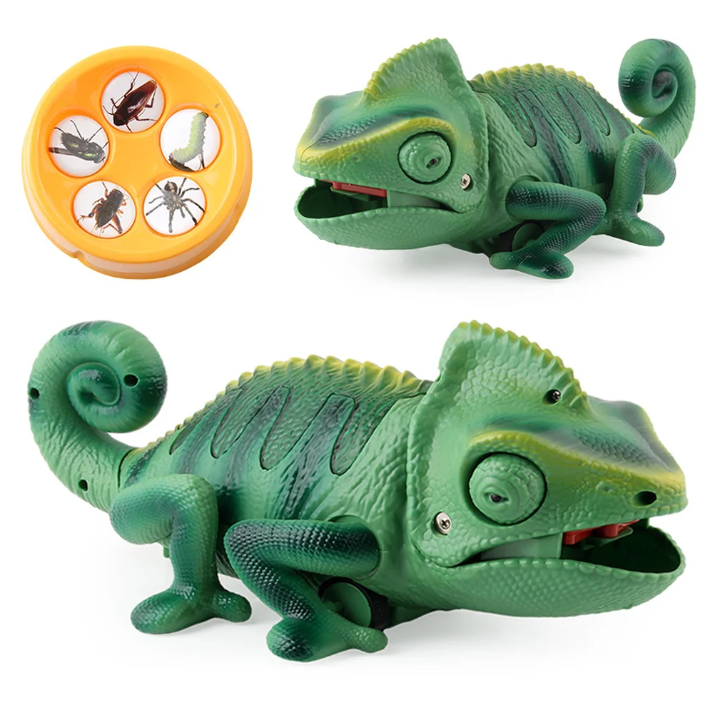 Electric Remote Control Light Crawling Chameleon Feeding Lizard Educational Toys Eat Cards Eating Game Childrens