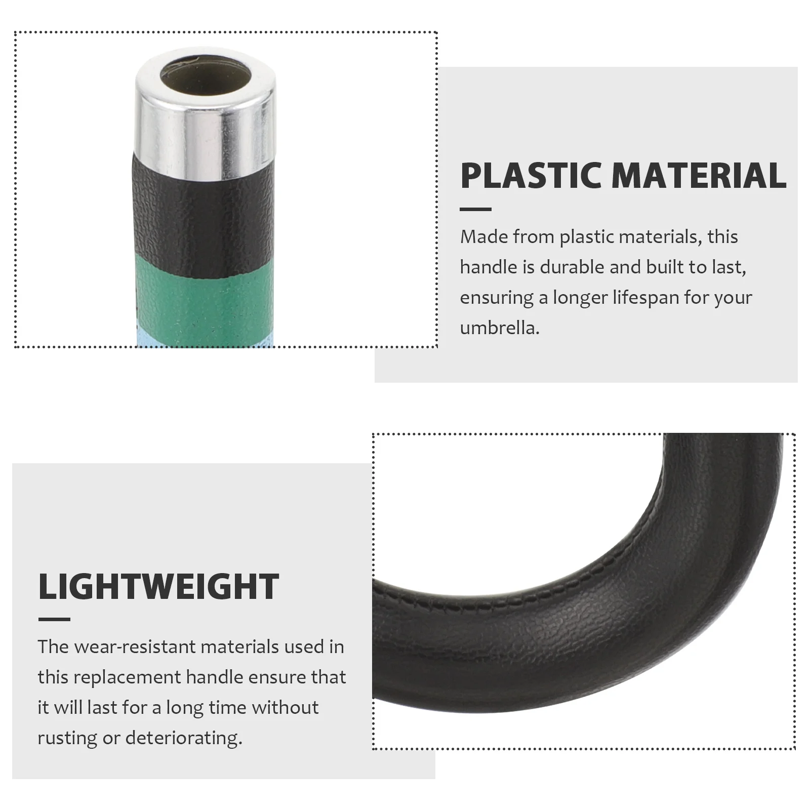 

Rain Umbrella Handle Replacement Plastic Grip for Daily Use Sturdy Wear-Resistant Uv Protection Anti-Slip Comfortable