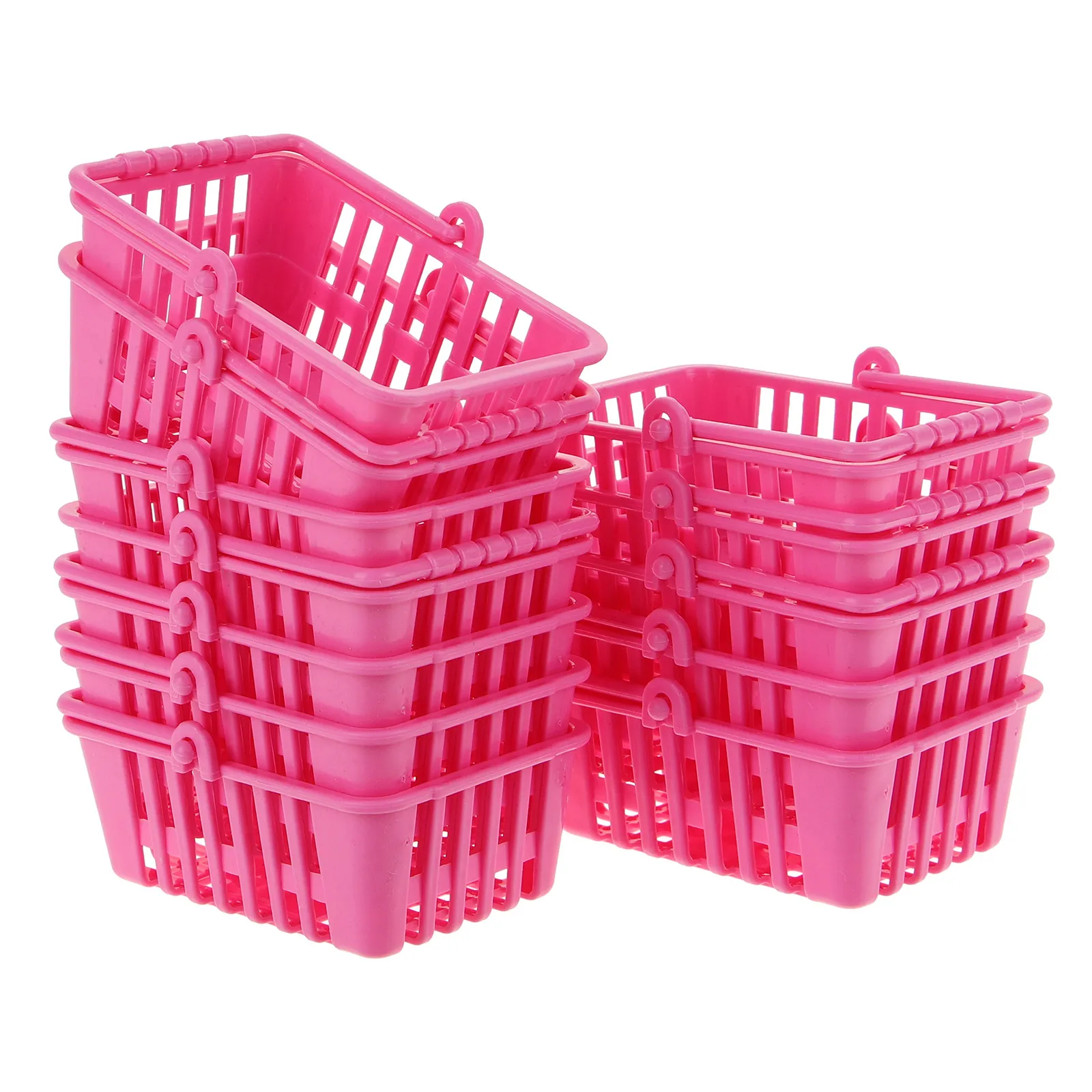 Cesta de compras para casa, Mini cestas pequeñas con asas, juguete para Picnic, comestibles, habitación de niños en miniatura, 12 Uds.