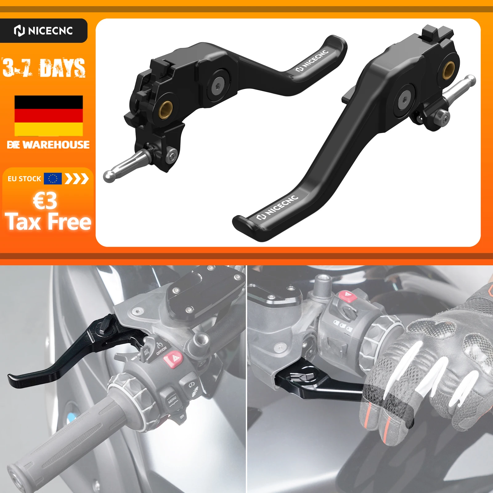Motorrad EasyPull Kurzer Brems- und Kupplungshebel für BMW R1200GS ADV R1250GS Adventure R1200R R1200RS R1200RT R1250R R1250RS R1250RT