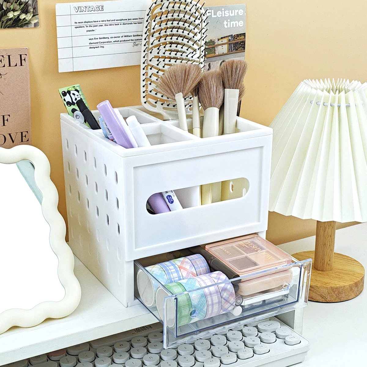 

Regular Pen Holder Storage Box Desktop Marker Pen Brush Storage Creative Cute Cosmetics Storage
