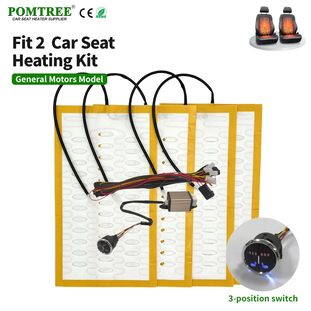 DC12V 108W Universal Built-in Car Seat Heater Pad Kit 2-Seat White Alloy Wire Fast Heat 3-Gear Control With Wiring Harness