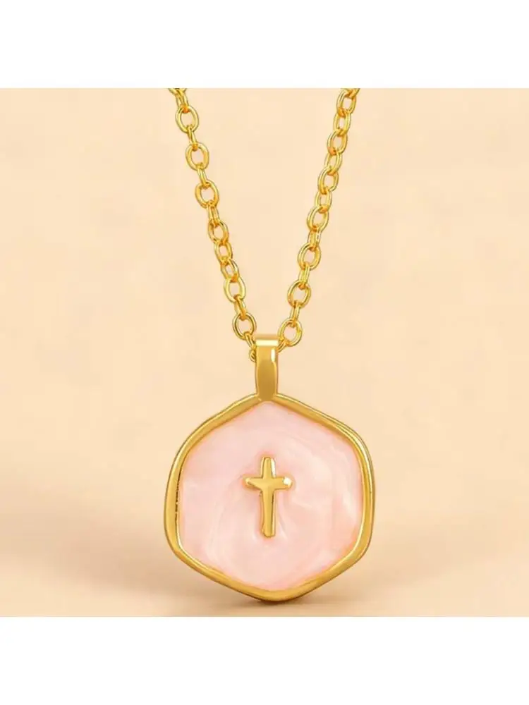  Unique Artistic Enamel Drop Crucifix Pendant Necklace Light Comfortable Wear