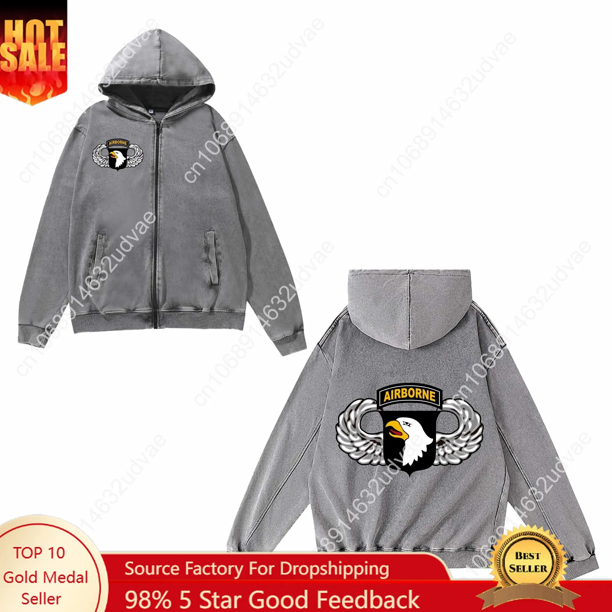

101st Airborne Parachutist Wings Division Patch Zipper Sweatshirt Man Woman Teenager Retro Hoodies Sweat Shirt Zip Jacket Tops