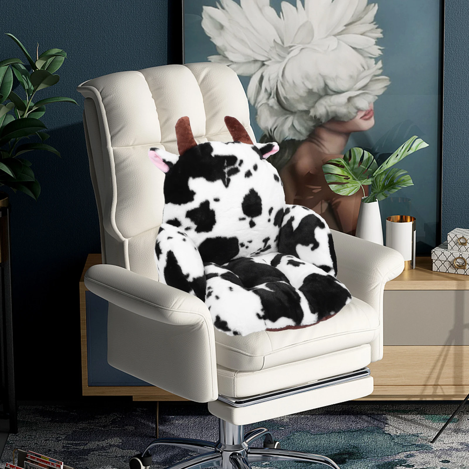 

Cow Shaped Seat Cushion Soft PP Cotton Office Chair Sofa Pillow Comfortable Cartoon Design Mat Pad Support Back Rest Pad