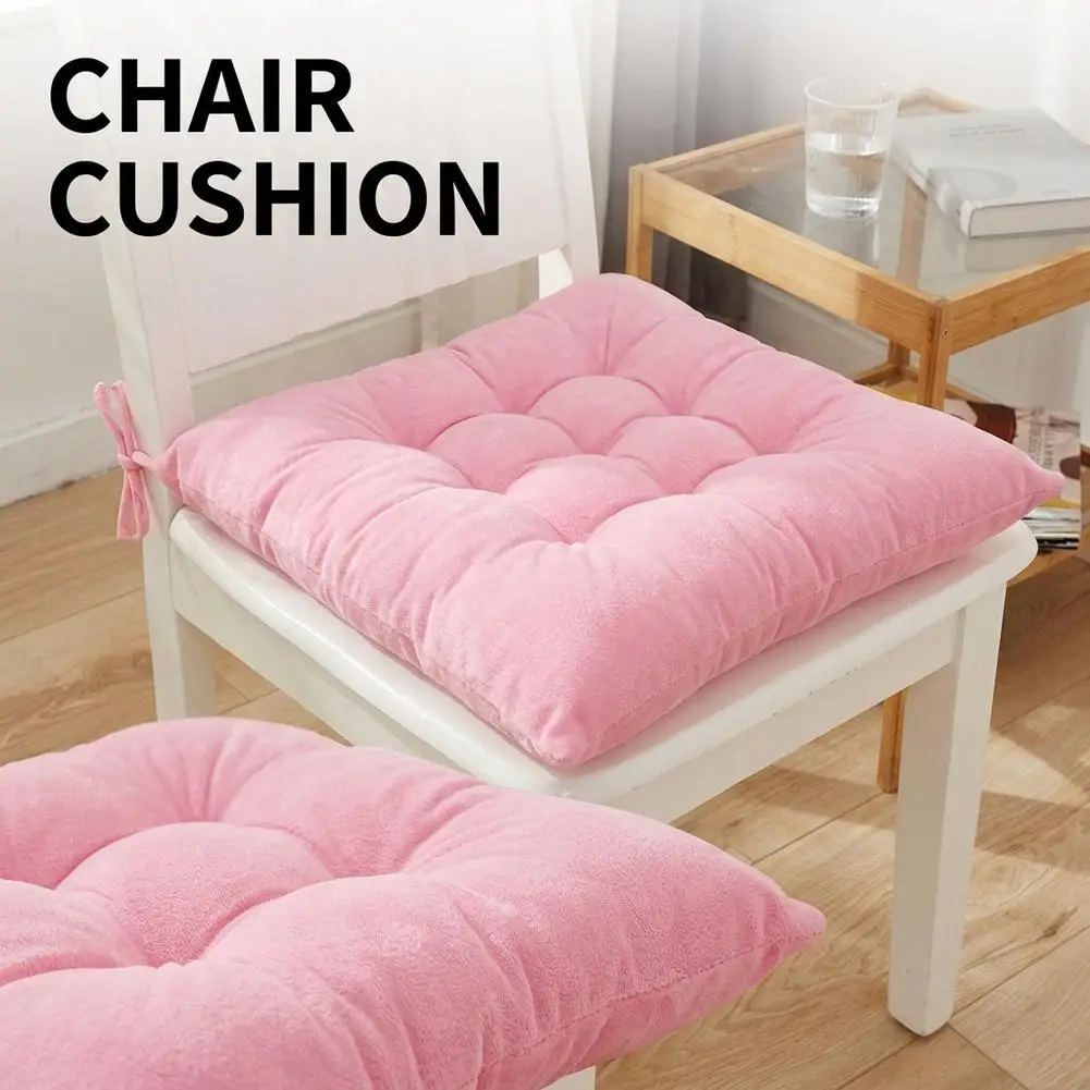 Solid Color Square Chair Soft Comfortable Seat Cushion Tie On Pillow Sofa Chair Decor Seat Cushion Student Chair Pad 40x40cm 쿠션
