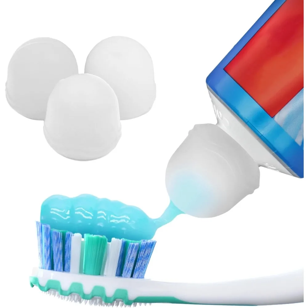 

Self-Closing Silicone Toothpaste Tube Cap Dispenser No Mess No Waste Easy Squeeze Clip Lids for Kids and Adults Travel Home Bathroom Essentials 3 Pack Clear Caps Universal Fit Most Standard Tubes Easy Install SqueezeMe