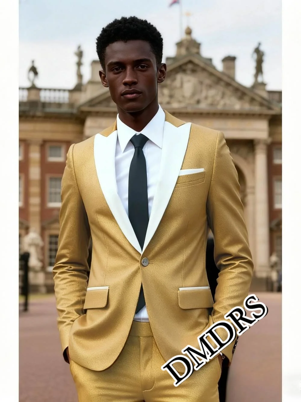 

DMDRS Formal Classic Single-Breasted Men's Suit Set For Wedding Elegant Business 3PCS Men's Suit Set (Jacket, Vest, Pants)