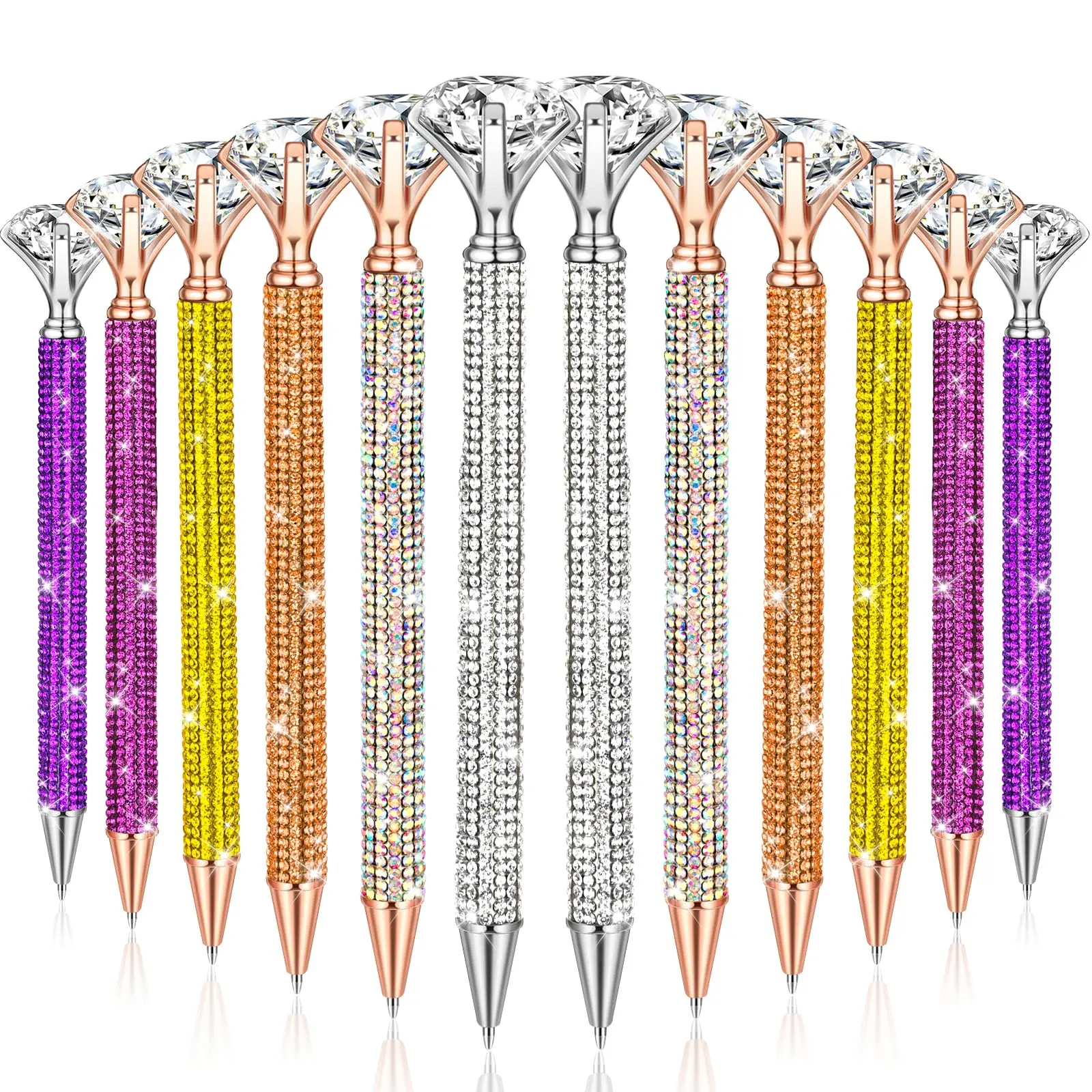 

10 шт. большие алмазные ручки, кристаллы, блестящие искусственные металлические алмазные шариковые ручки для женщин, свадебный душ