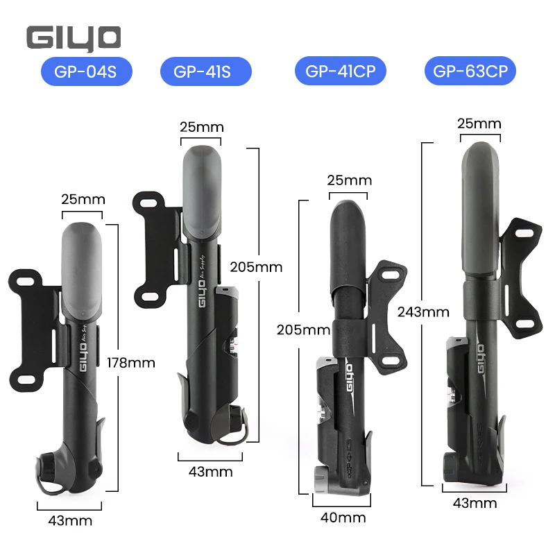 GIYO Portable Bicycle Pump with Gauge 120psi Mini Hand Cycling Air Pump Mountain Bike Smart Valve Pump Ball Toy Tire Inflator