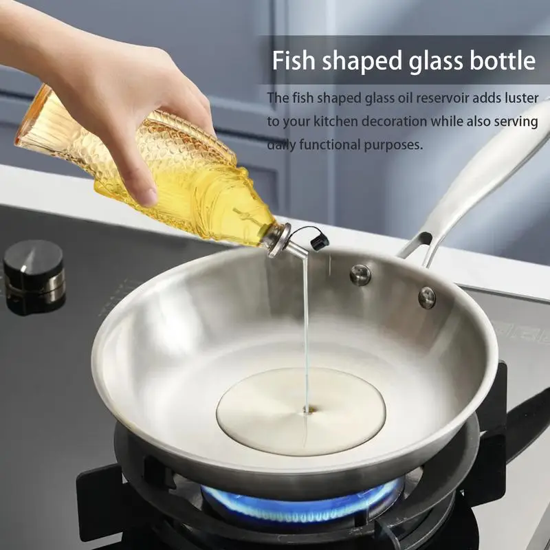 Soy Sauce Bottle Dispenser 500ml Fish Shape Resealable Glass Bottle Kitchen Household Sesame Oil Container Water Pitcher Vinegar