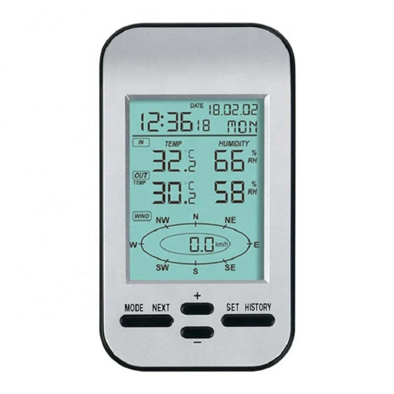 Imagem -02 - Wireless Relógio Estação Meteorológica com Vento Velocidade Tester e Sensor de Direção Previsão de Temperatura 433mhz rf