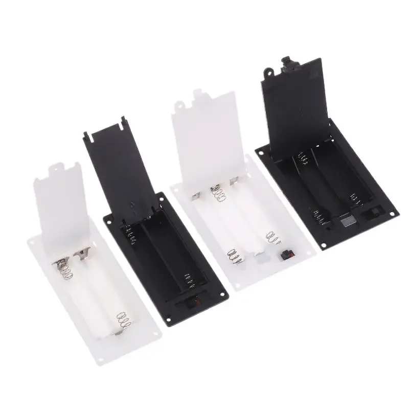 (YY)1Pc/3Pcs 2025 New Batteries Shell Plastic 2x3x AAA Rectangular Embedded Battery Holder Storage Box Case With Switch Cover