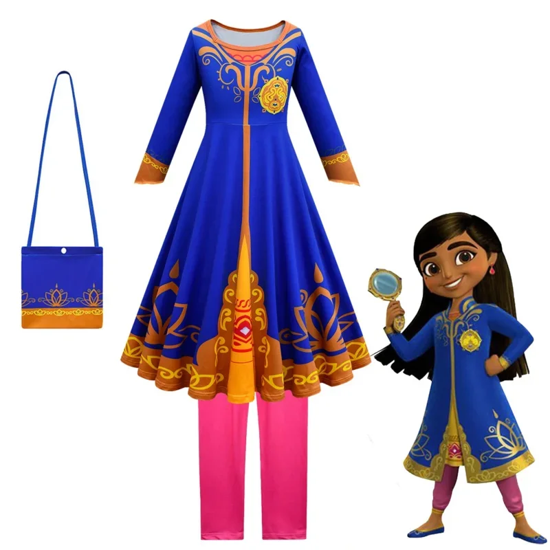 Mira Royal Detective Kids Cosplay Blue Dress Halloween Frock Toddler Baby Girls Christmas Long Sleeve Costumes for Party Clothes