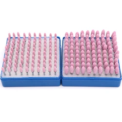 50 100pcs/set Flint Abrasive Tool Cylindrical/Bullet Type Mini Drill Rotating Tool Ceramic Polishing Grinding Head