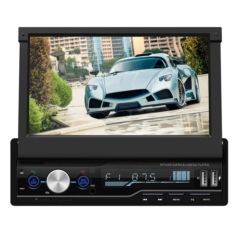 

retractable fix panel touch screen 7 inch single din car video stereo mp5 with radio FM bt SD USB AUX