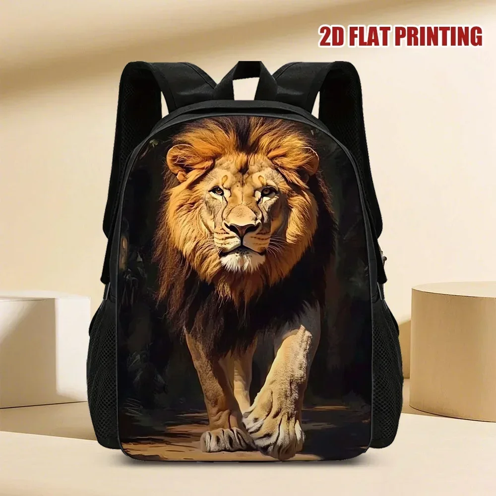 Custom Bag [Lion King Backpack] Chic Lion King's Mighty Wind 2D Flat Print Backpack – 1pc Durable Polyester School Bag With Remo