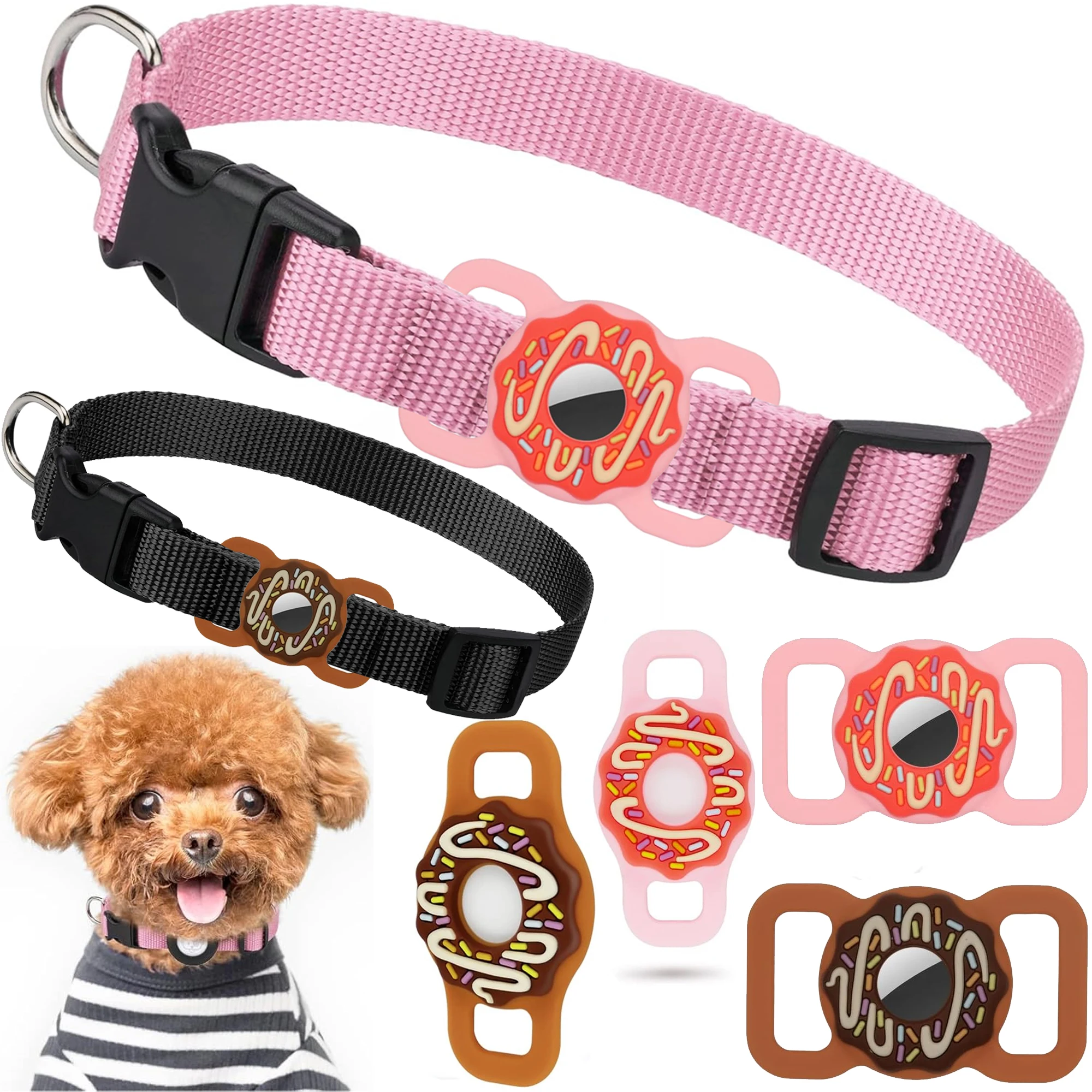 For AirTag Cat Collar Holder , Silicone Protective Case for Puppy Collar, AirTags Dog Collar with Screen Protectors