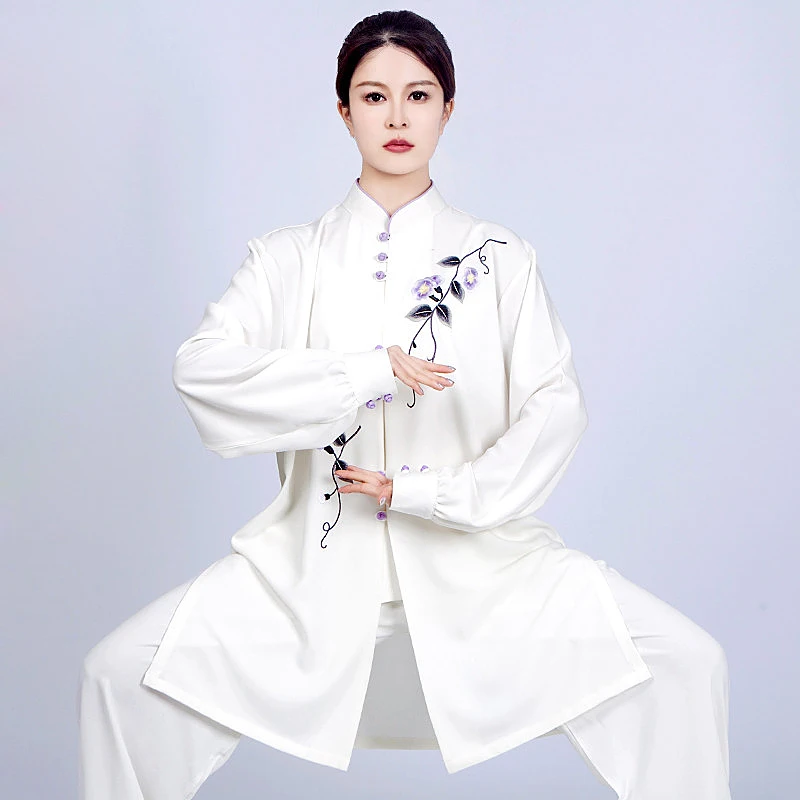 Women's 2026 Premium Mid-Length Ramie Gauze Tai Chi Uniform - Breathable Martial Arts Performance & Baduanjin Qigong Practice Ou