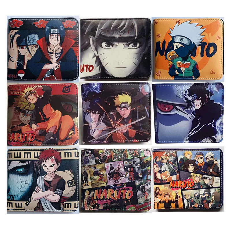 Naruto Anime Foldable Wallet Women Men Children Bank ID Card Holder Card Clip Bag Cartoons Cosplay Clutch PU Wallets Fans Gifts