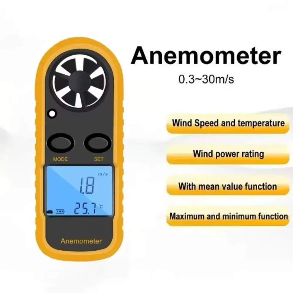 

Mini Digital Anemometer LCD Display Hand-held Air Velocity Meter -10°C ~ 45°C 0-30m/s Range Temperature Tester