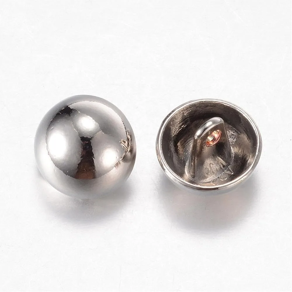 Alloy Shank Buttons 1-Hole Dome/Half Round Platinum 20x14mm Hole: 2mm