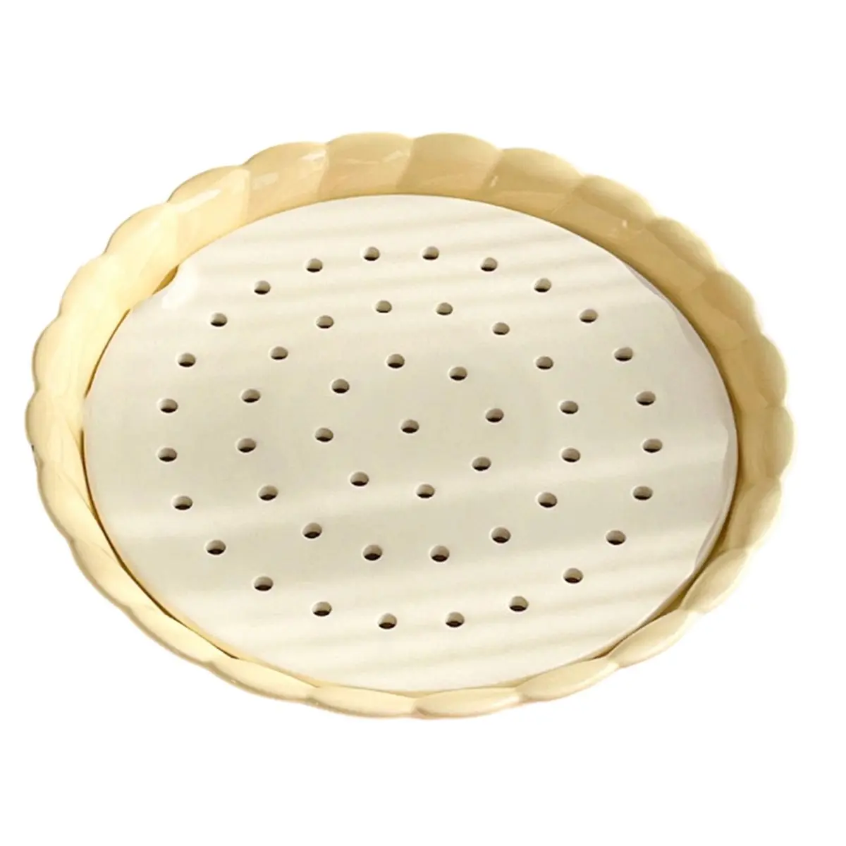 Rice Dumpling Steamer, About 21.7 X 3.5cm in Size, Ceramic Steamer Frame, Round Double-Layer Plate,Convenient