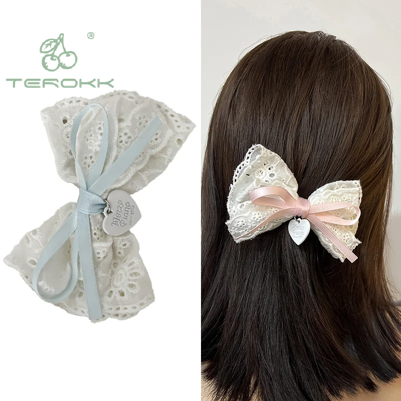 Horquillas de encaje para el pelo para mujer y niña, cinta con lazo, pinza para el pelo, adorno para el pelo, diadema de moda, accesorios para el cabello