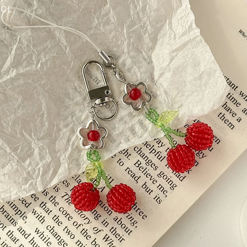 

Classy Portable Cherry Phone Chain; Exquisite Keyring and Backpack Accessory Gift