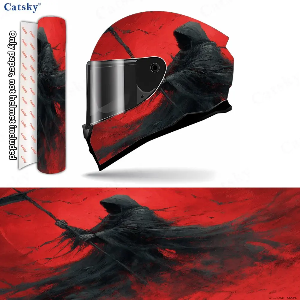 Withered-bone Reaper Pattern Helmet stickers , PVC Material Multifunctional Helmet Stickers, Scratch-Resistant & Fade-Proof, Eas
