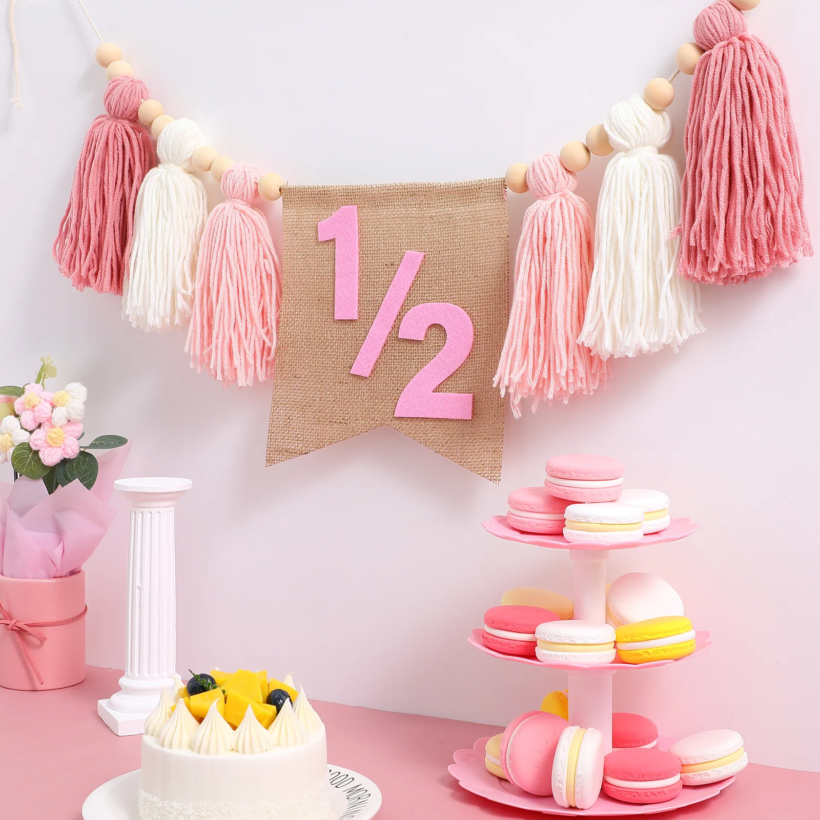

Half Birthday Banner High Chair Banner Polyester Fabric Tear Resistant Birthday Party Decoration for Boys Girls Celebration