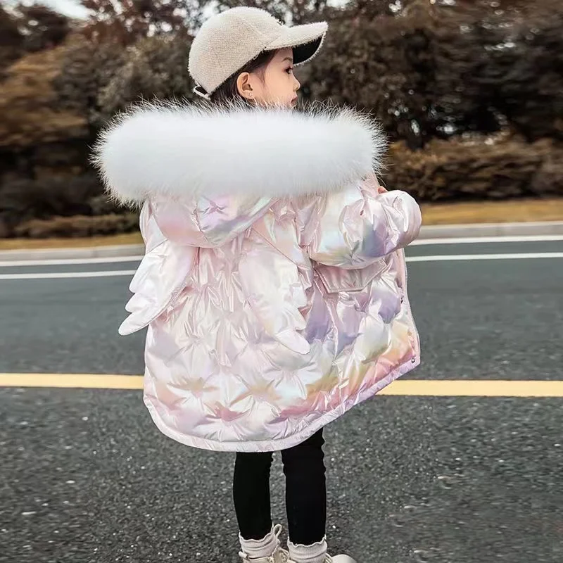 2024 Winter Down Jacket For Girls Coat Fashion Unicorn Shiny Waterproof Children\'s Outerwear 3-10 Years Teen Kids Parka Snowsuit