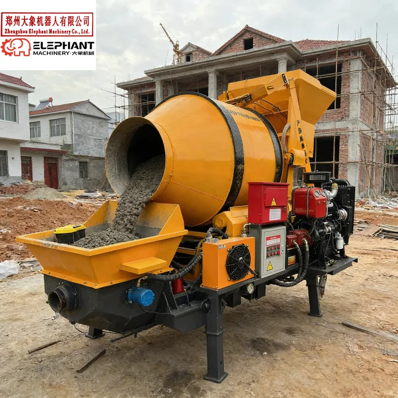 Customized China Diesel/ Electric Concrete Pump With Self Loading Concrete Mixer For Construction Work