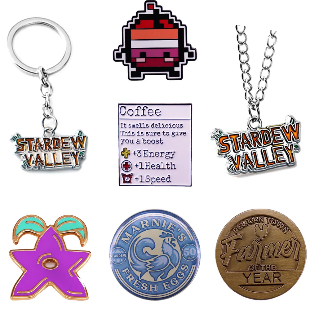 Stardew and The Valley Brooch Set Simulation Role-playing Games Series Exquisite Cute Badge Game Lovers Jewelry Gifts