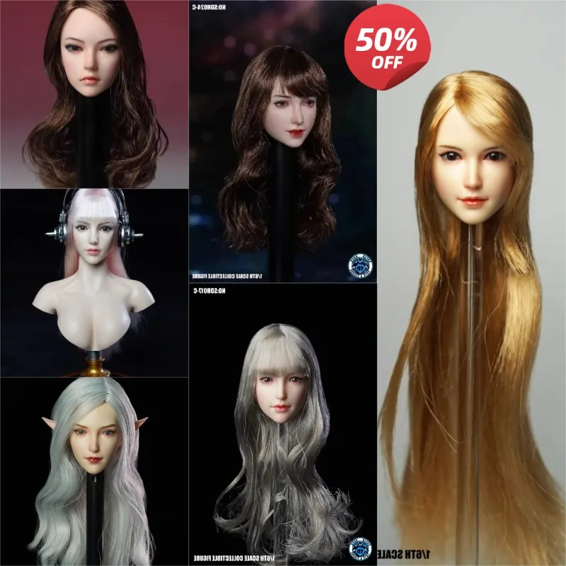 

SDH024 1/6 масштабная модель женской головы солдата с длинными волосами для 12-дюймовых фигурок Phicen бледного цвета кукла JIAOU