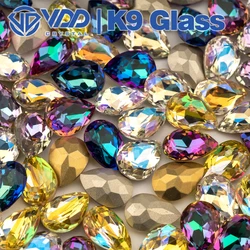 VDD 20Pcs Mixed Teardrop 10x14mm Top Quality AAAAA K9 Glass Fancy Rhinestones Crystal Pointback Glitter Stones For Nail Art DIY