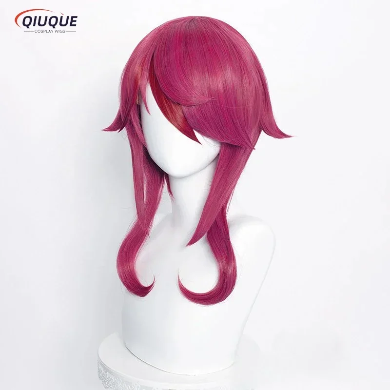 

wertyu 123456 qwerrtyuio. 123456 Game Impact Rosaria Cosplay Wig 55cm Long Rose Red Anime Heat Resistant Synthetic Hairasdfghj 0