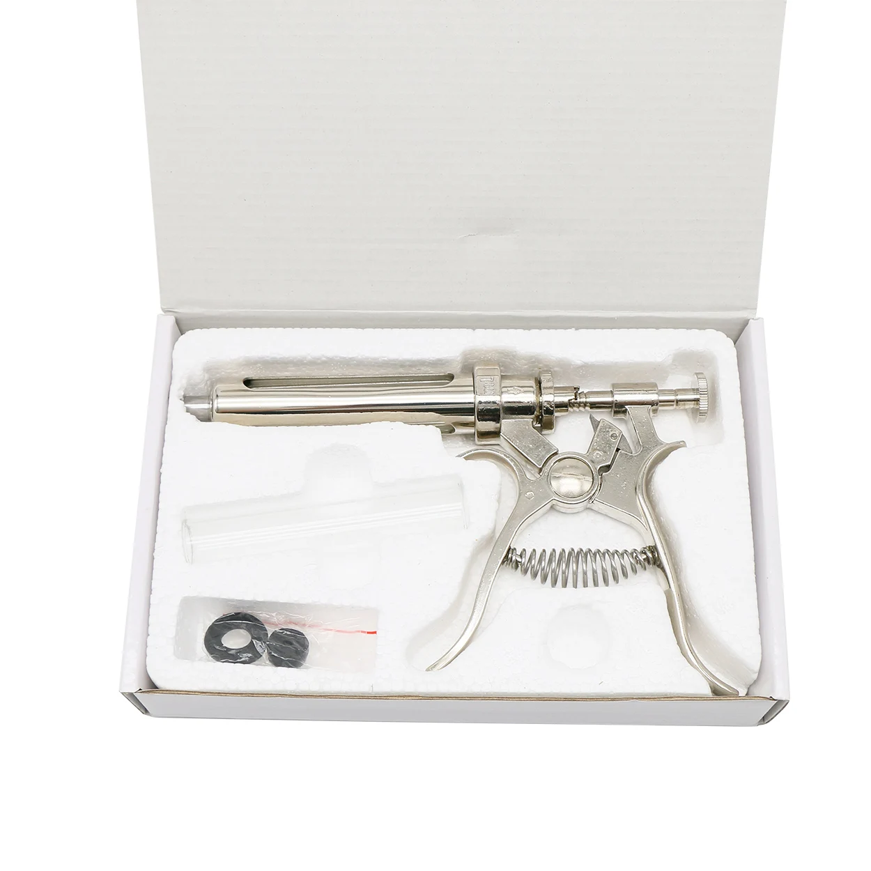 10-50ml Veterinary Continuos Syringe Revolver Shape Stainless Steel Animal Medicine Feeder Vaccination Gun for Cow Pig Shee