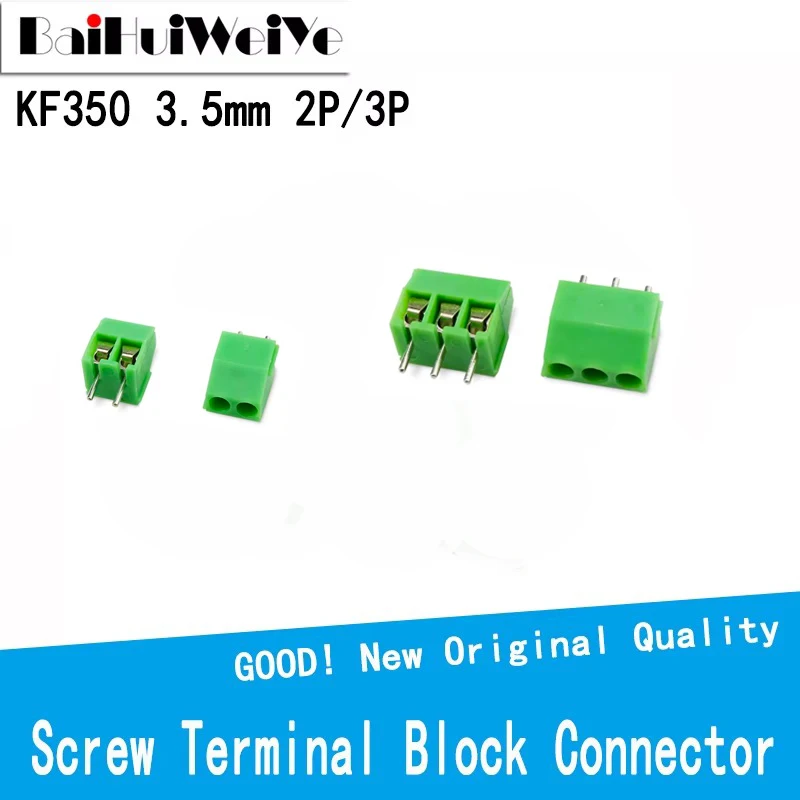 20PCS KF350-3.5 3.5mm Pitch 2/3 Pin Spliceable Plug-in PCB Screw Terminal Block Connector KF350 300V 10A for 24-18 AWG Cable
