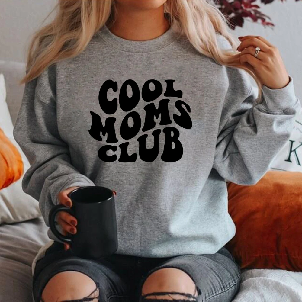 Cool Moms Club Sweatshirt Mom Life Sweatshirts Women Long Sleeve Pullover Casual Graphic Hoodies Mothers Birthday Gift