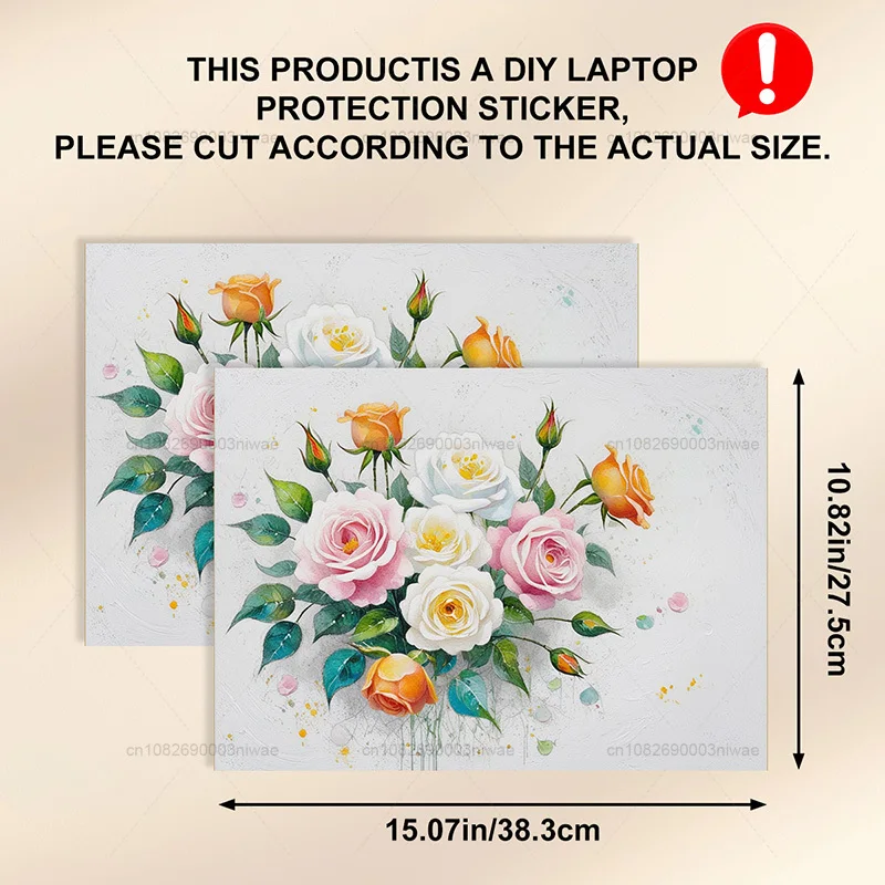 2 Pack Removable Floral Stickers - PVC Self Adhesive Vinyl Decals for Laptop Tablet Decor