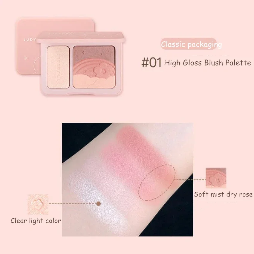 Judydoll Bronzer en Contour Blush Palette Neusschaduw Blusher Gezichtsvitaliteit Naakte make-up Natuurlijke kleurweergave Langdurig