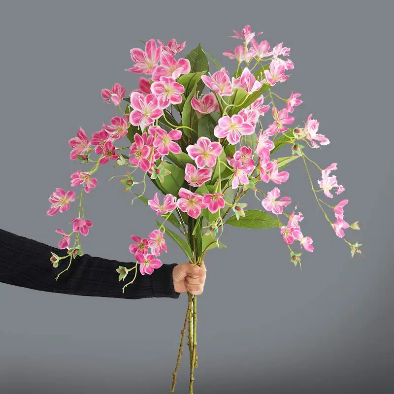 95 cm künstliche Hängepflanzen, gefälschte Jasmin-Begonie-Blume, fallender Pflanzenzweig, Seidenpfirsichblüte für Hochzeit, Hausgarten-Dekoration